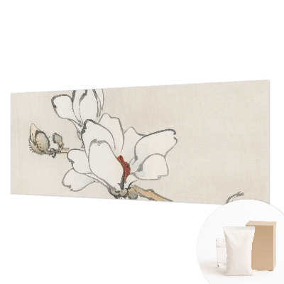 Papier peint panoramique chambre avec un motif de magnolias délicats