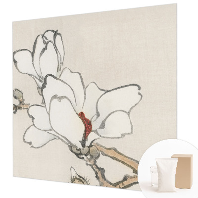 Papier peint panoramique chambre avec un motif de magnolias délicats