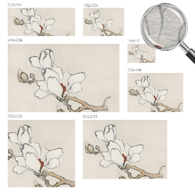 Papier peint panoramique chambre avec un motif de magnolias délicats