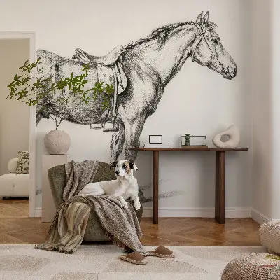 Papier peint photographique intissé Croquis d'un cheval
