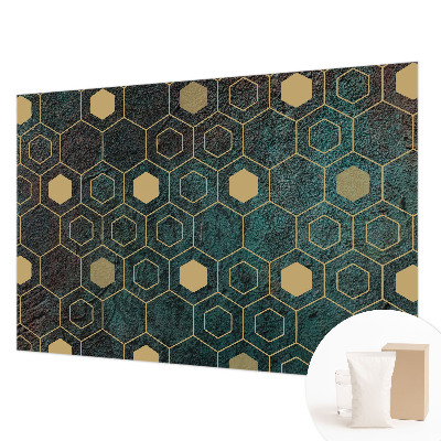 Papier peint panoramique sur mesure avec un motif géométrique d’hexagones