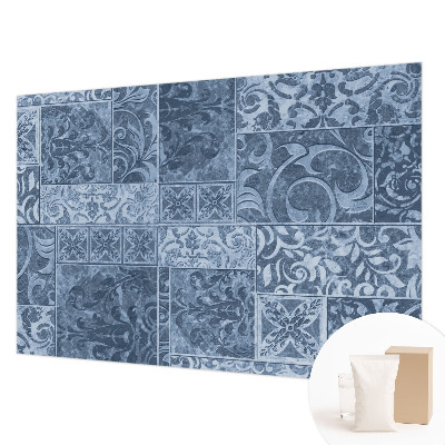 Papier peint panoramique salon avec motif de décorations végétales