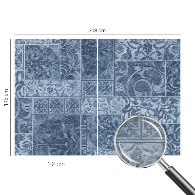 Papier peint panoramique salon avec motif de décorations végétales