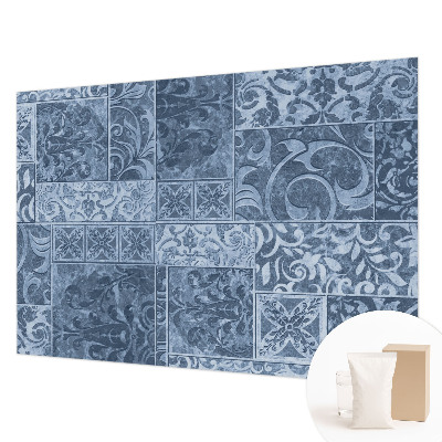 Papier peint panoramique salon avec motif de décorations végétales