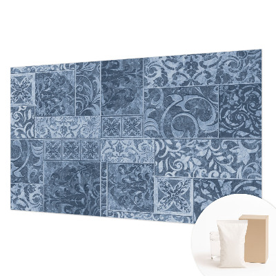 Papier peint panoramique salon avec motif de décorations végétales