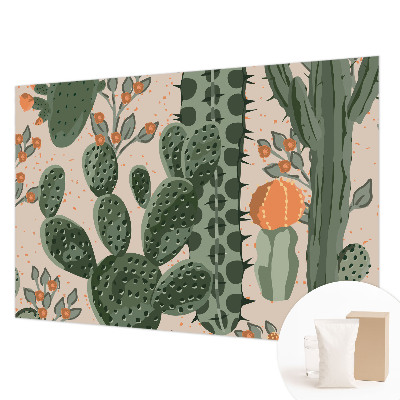 Papier peint panoramique tendance avec un motif de cactus verts