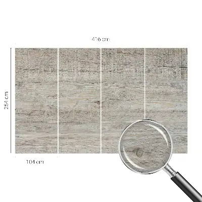 Papier peint photographique sur tissu non tissé anneaux en bois