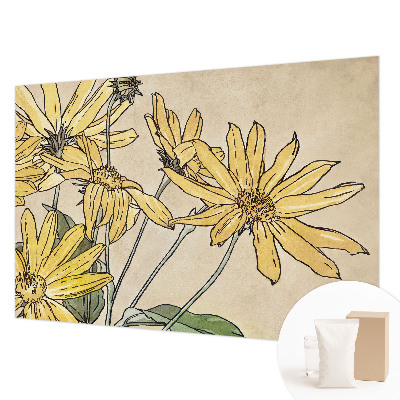 Papier peint panoramique enfant avec motif de fleurs aquarellées