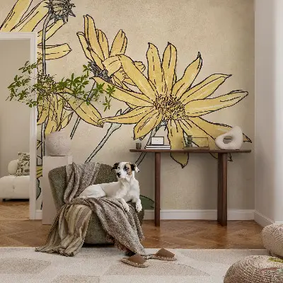 Papier peint intissé imprimé Fleurs à l'aquarelle