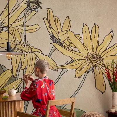 Papier peint intissé imprimé Fleurs à l'aquarelle