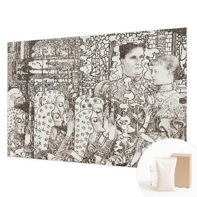 Papier peint panoramique tendance avec des portraits floraux