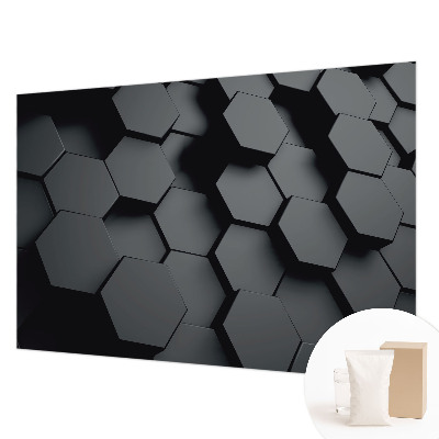 Papier peint salon moderne avec motif 3D de hexagones