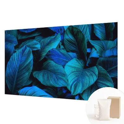 Papier peint intissé feuilles bleues