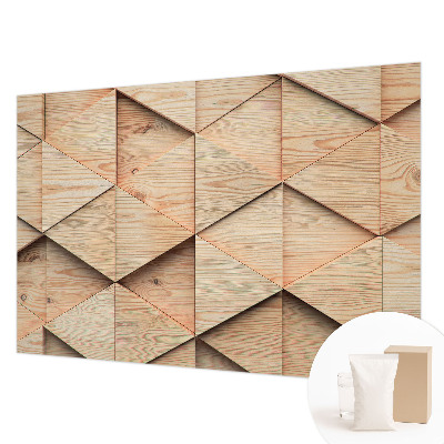 Papier peint panoramique intissé moderne avec un motif de mosaïque en bois