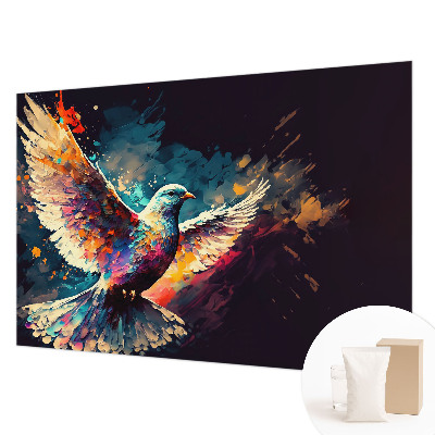 Papier peint panoramique salon avec un motif d'oiseau coloré