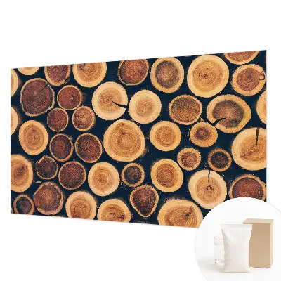 Papier peint photo grand format pour le mur cercles en bois