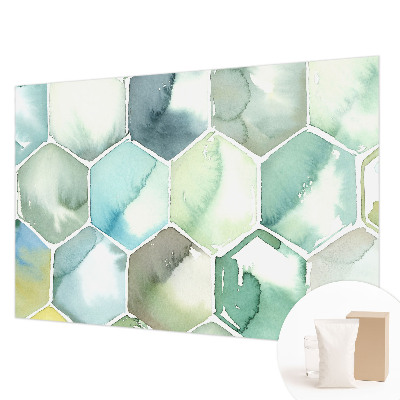 Papier peint photo intissé avec motif de hexagones dans des tons pastel