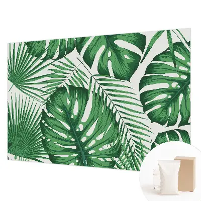 Papier peint photo imprimé sur tissu non tissé feuilles tropicales