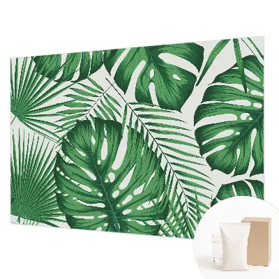 Papier peint photo imprimé sur tissu non tissé feuilles tropicales