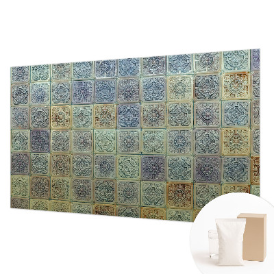 Papier peint panoramique sur mesure avec un motif de carreaux géométriques