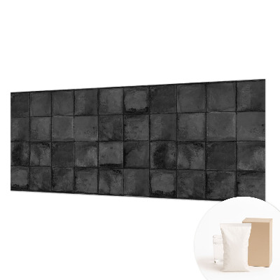 Papier peint panoramique salon avec motif de carreaux gris