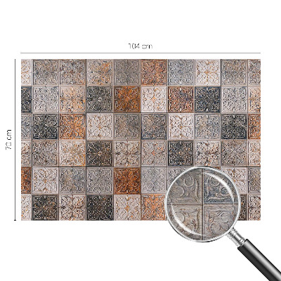 Papier peint panoramique chambre avec un motif de carreaux ornementaux