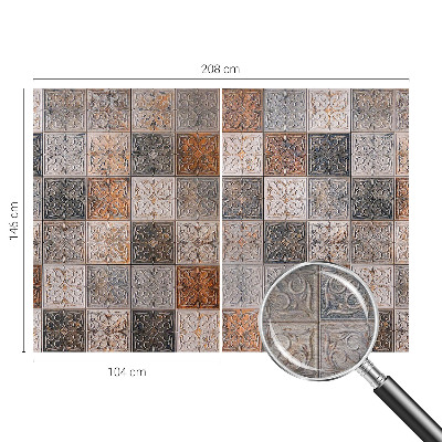 Papier peint panoramique chambre avec un motif de carreaux ornementaux