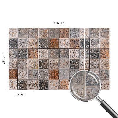 Papier peint panoramique chambre avec un motif de carreaux ornementaux