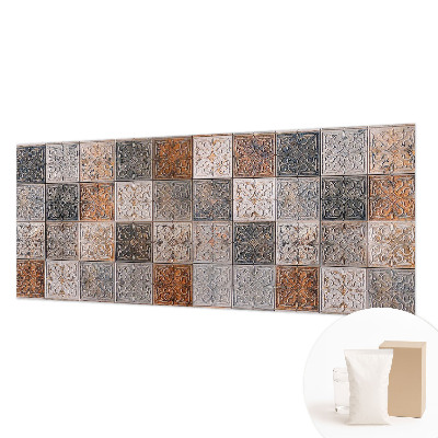 Papier peint panoramique chambre avec un motif de carreaux ornementaux