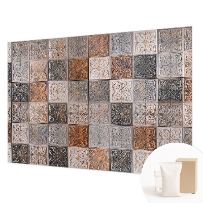 Papier peint panoramique chambre avec un motif de carreaux ornementaux