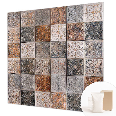 Papier peint panoramique chambre avec un motif de carreaux ornementaux