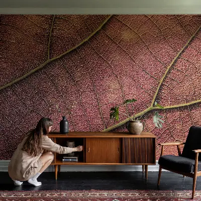 Papier peint chambre moderne à motif texturé en forme de feuilles