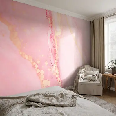 Papier peint panoramique intissé moderne avec un motif abstrait dans des tons pastel