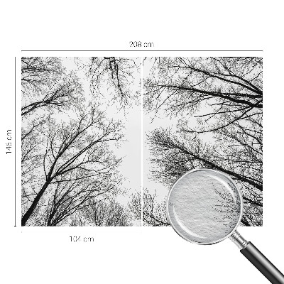 Papier peint panoramique chambre avec motif de branches nues
