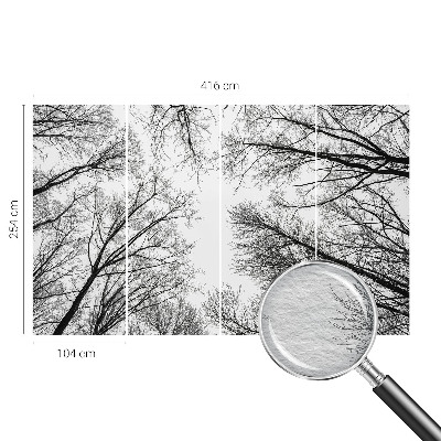 Papier peint panoramique chambre avec motif de branches nues