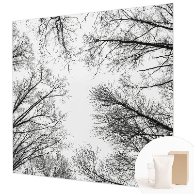 Papier peint panoramique chambre avec motif de branches nues