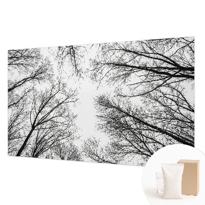 Papier peint panoramique chambre avec motif de branches nues