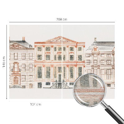 Papier peint panoramique chambre adulte avec un motif de bâtiments classiques