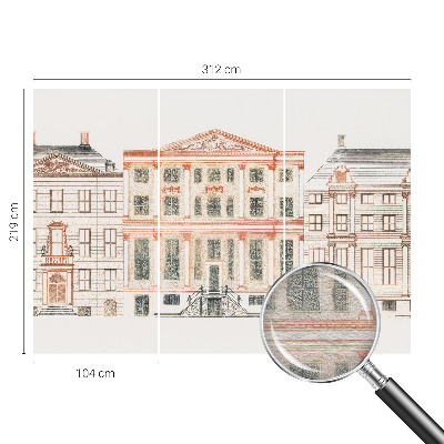Papier peint panoramique chambre adulte avec un motif de bâtiments classiques