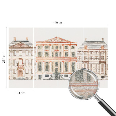 Papier peint panoramique chambre adulte avec un motif de bâtiments classiques
