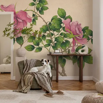 Papier peint intissé roses romantiques