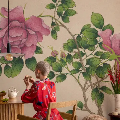 Papier peint intissé roses romantiques