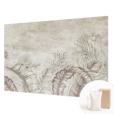Papier peint salon moderne à motif de feuilles décoratives