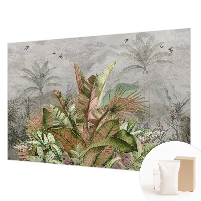 Papier peint chambre moderne avec un motif de jungle exotique
