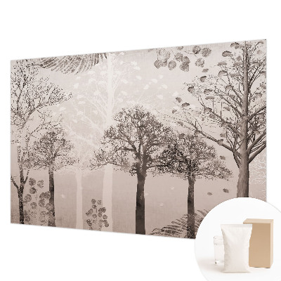 Papier peint panoramique tendance avec motif de fines branches d'arbres