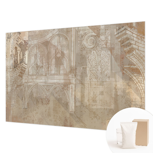Papier peint panoramique facile à poser à motif d'ornements historiques