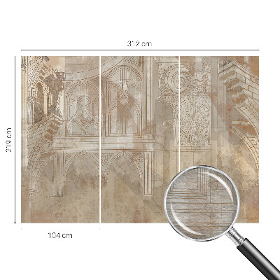 Papier peint panoramique facile à poser à motif d'ornements historiques