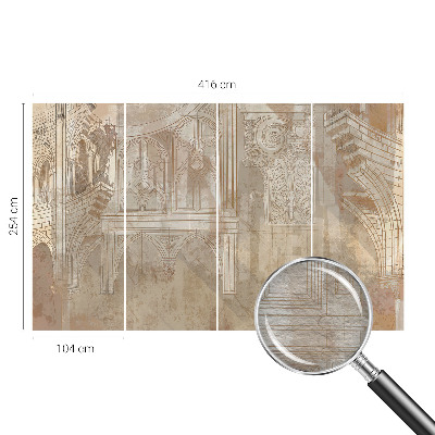 Papier peint panoramique facile à poser à motif d'ornements historiques