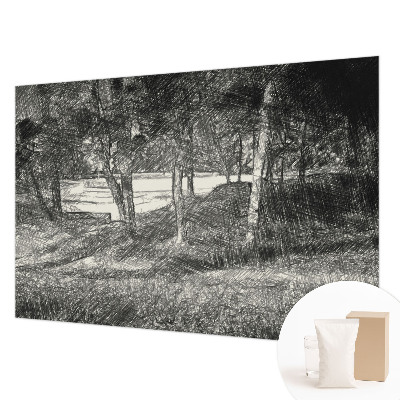 Papier peint salon moderne à motif de paysage apaisant