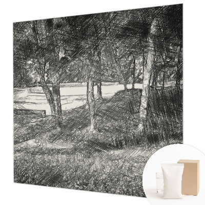 Papier peint salon moderne à motif de paysage apaisant